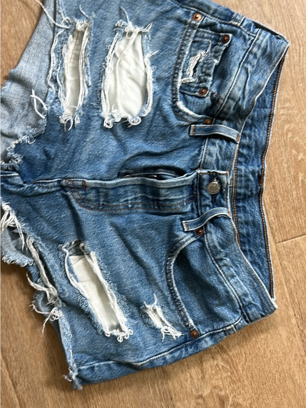 Levi's Ripped Blue Denim Women's Shorts